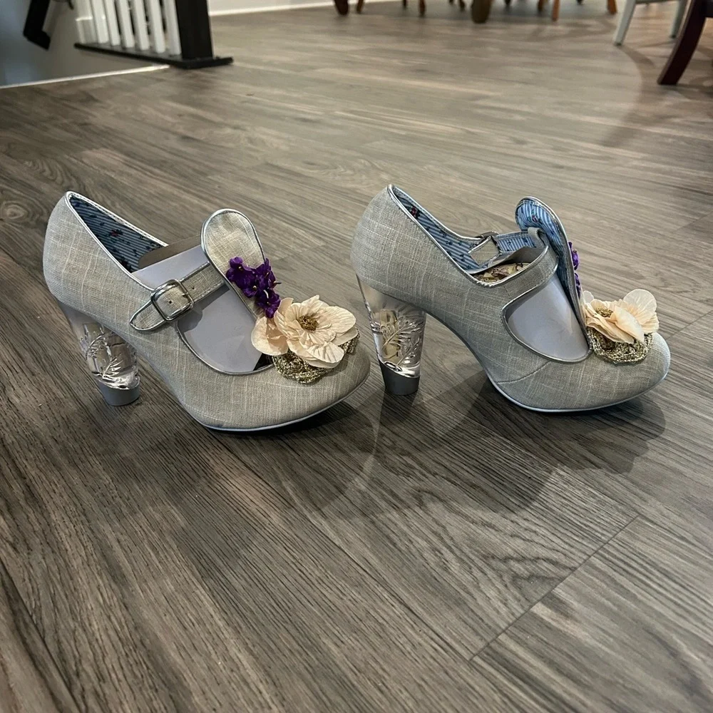 Irregular Choice Floral with clear high heel shoe sz 10 New w/out box - Picture 3 of 13